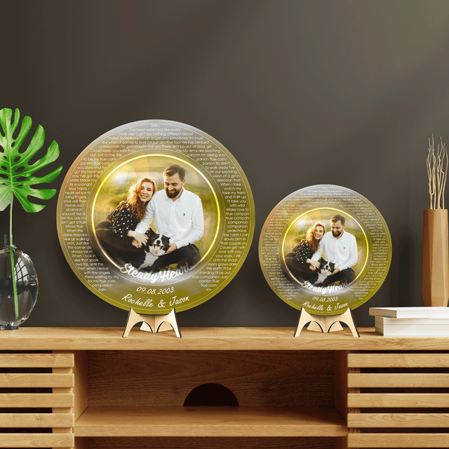 Custom Portrait From Photo, Name And Date, Round Wood Sign