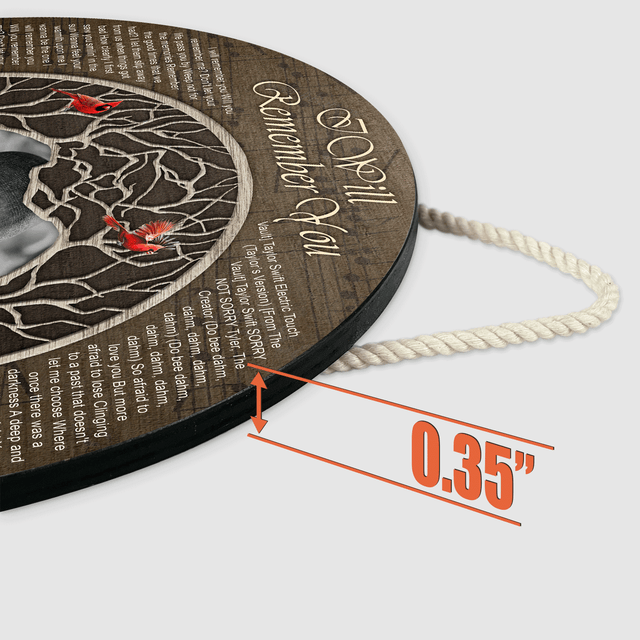 Family Tree Cardinal Memorial Round Sign, Custom Song Lyrics and Photo