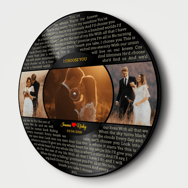 Vinyl Record Inspired Wooden Sign, Custom Song Lyrics & Photo