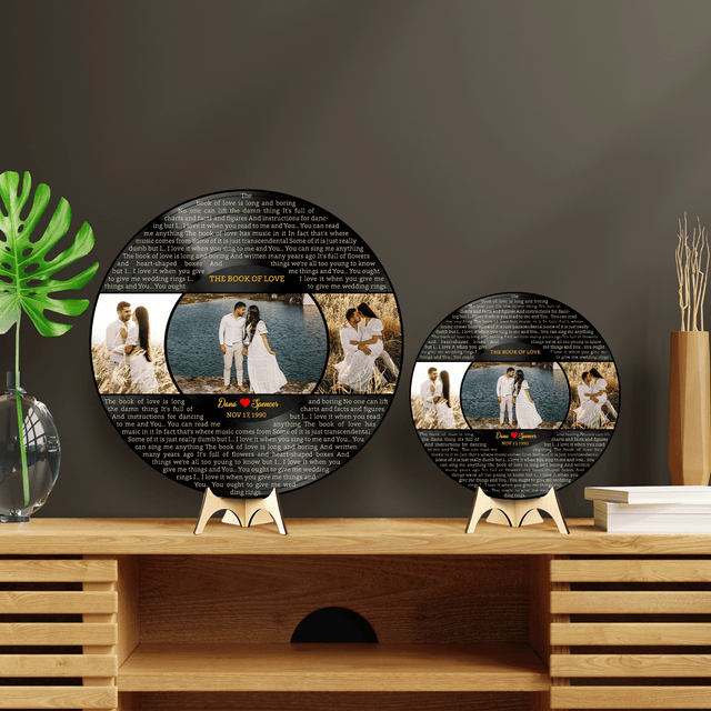 Vinyl Record Inspired Wooden Sign, Custom Song Lyrics & Photo