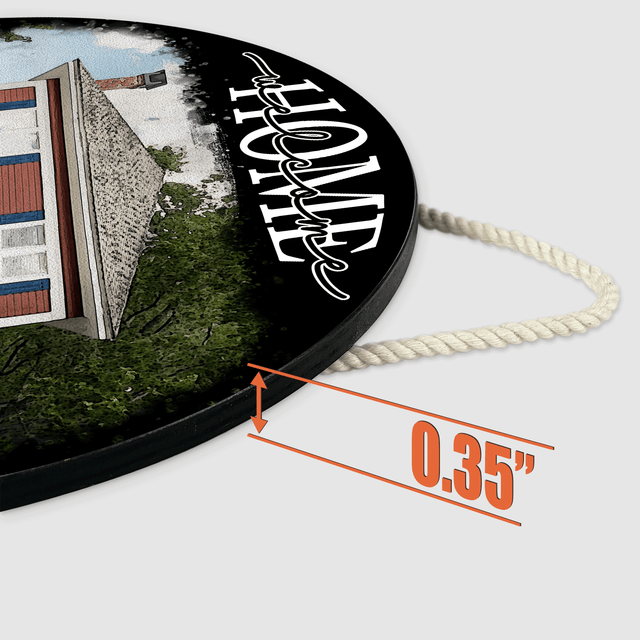 Custom House Portrait Round Wooden Sign, Housewarming Gifts