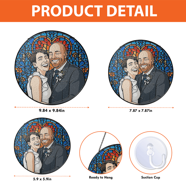 Personalized Photo with Heart Design Stained Glass Suncatcher:
