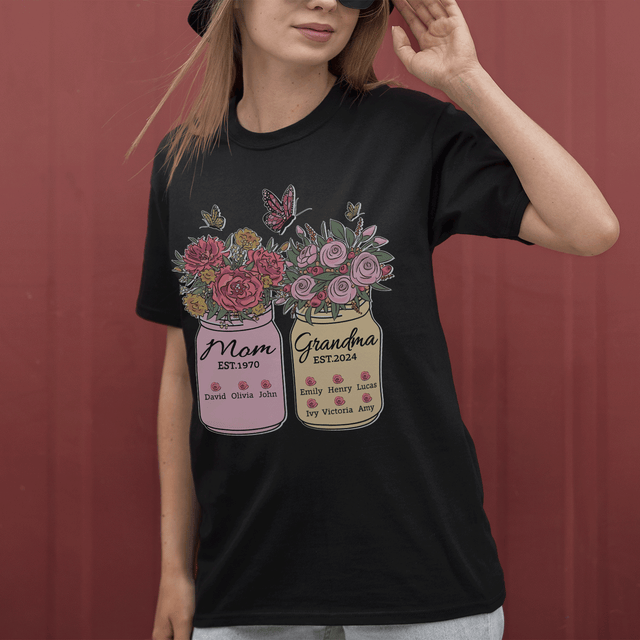 Custom Mom to Grandma Floral Design Shirt