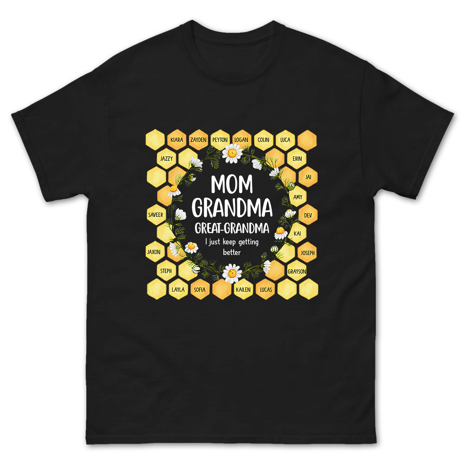 Custom Mom Grandma Great Grandma Honeycomb Design Shirt