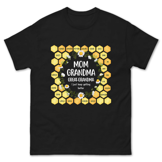 Custom Mom Grandma Great Grandma Honeycomb Design Shirt