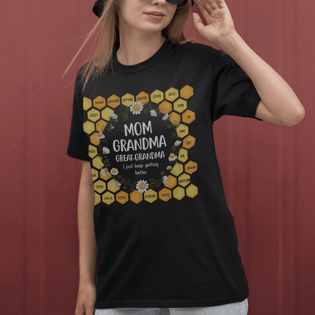 Custom Mom Grandma Great Grandma Honeycomb Design Shirt