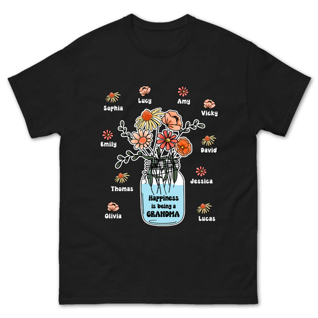 Custom Grandma Flower Jar Design Shirt