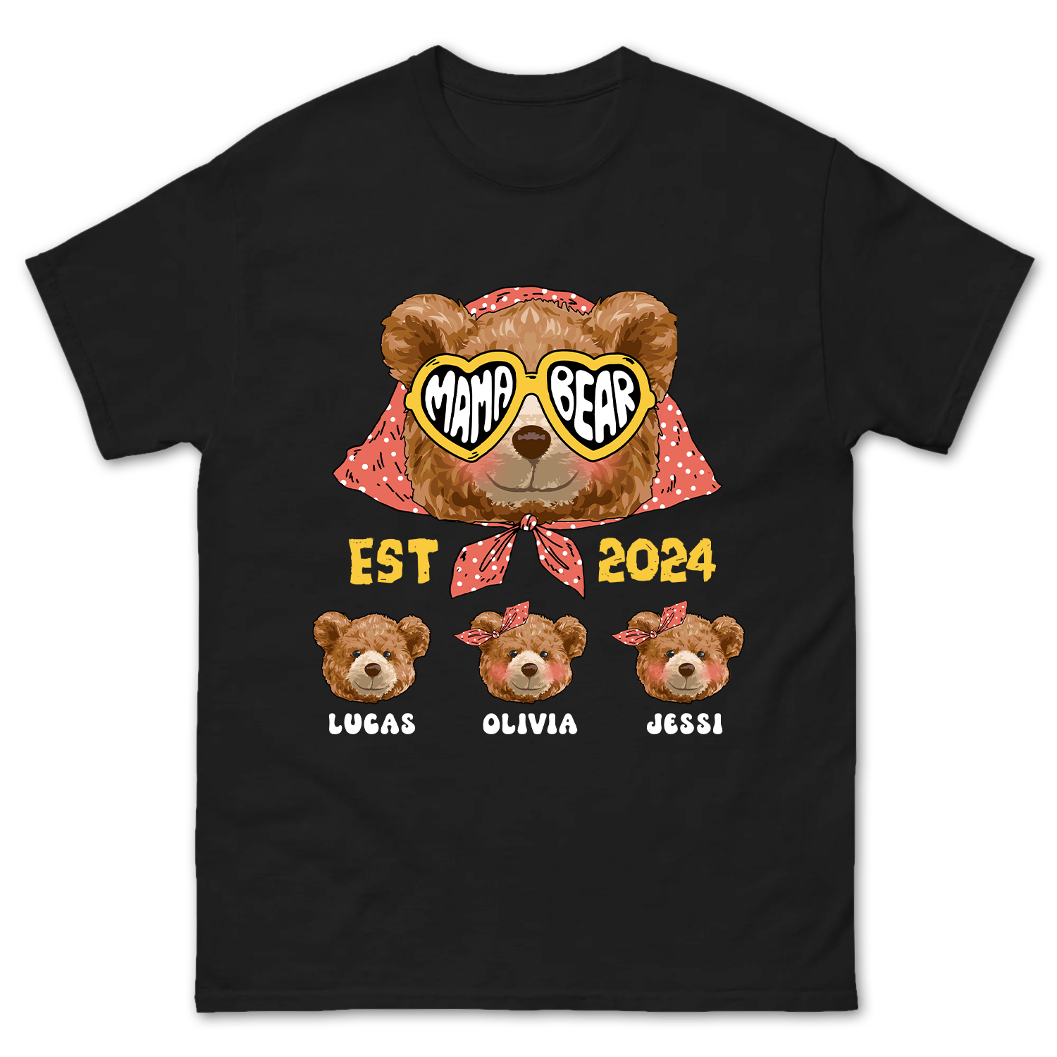 Custom Mama Bear and Cubs Design Shirt