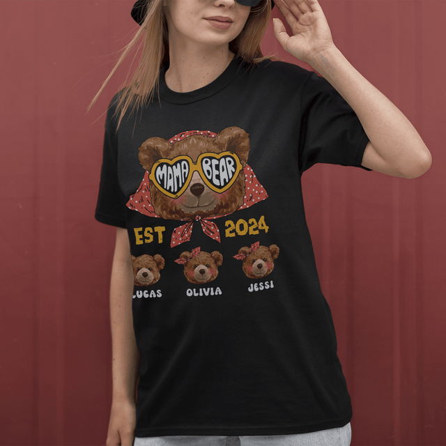 Custom Mama Bear and Cubs Design Shirt