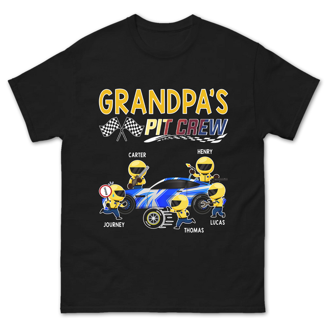 Personalized Grandpa Pit Crew Custom Children Name Shirt