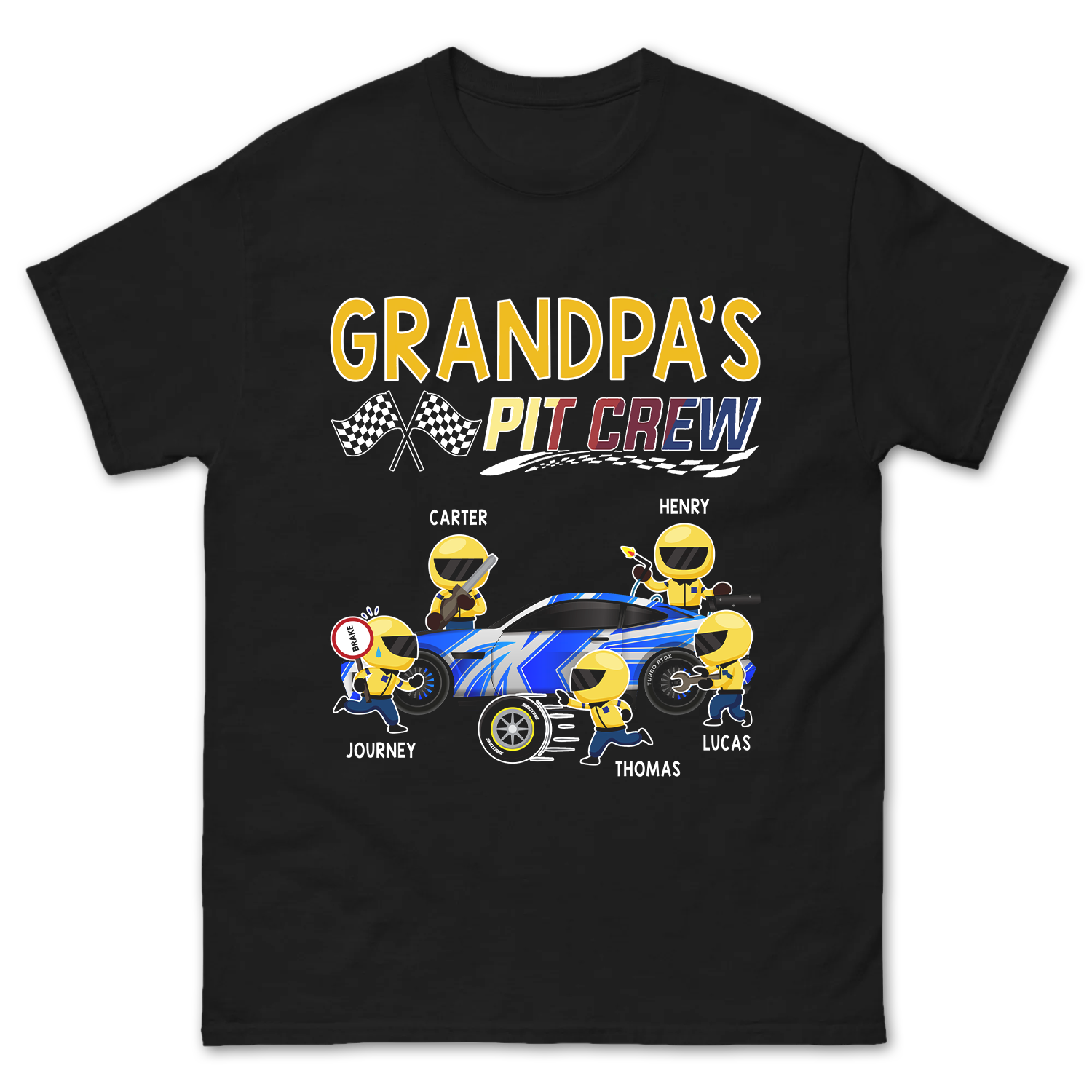 Personalized Grandpa Pit Crew Custom Children Name Shirt