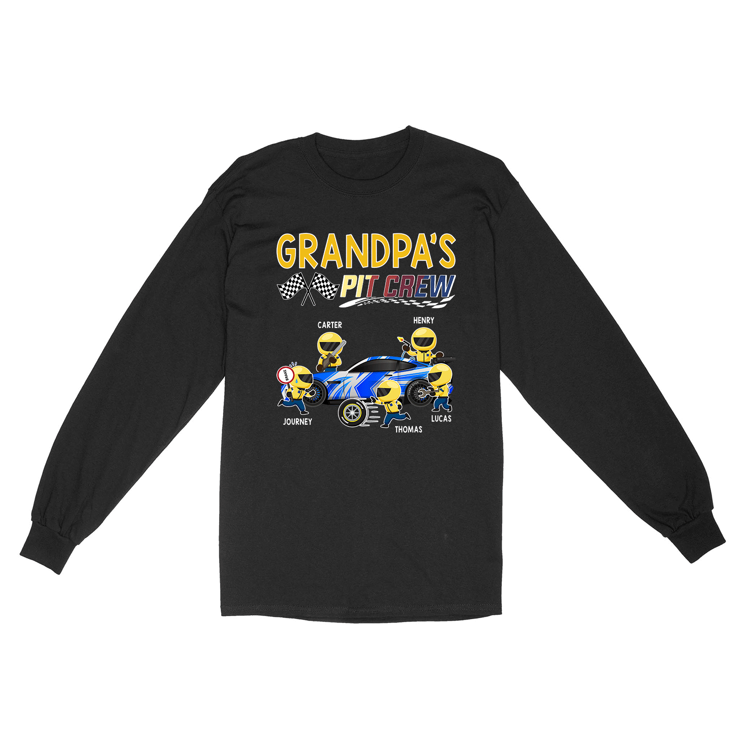 Personalized Grandpa Pit Crew Custom Children Name Shirt