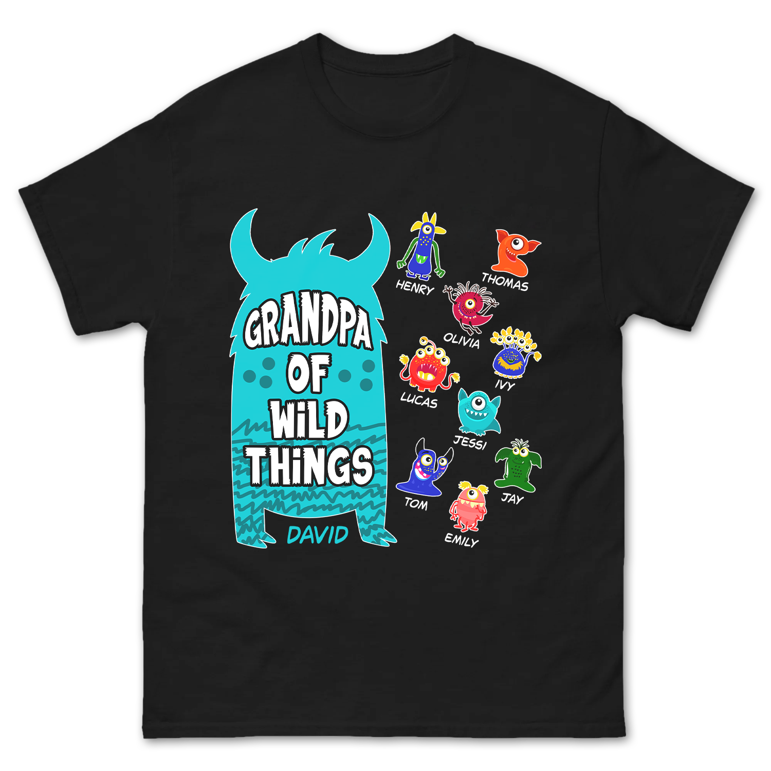 Custom Grandpa of Wild Things Monster Cartoon Design Shirt