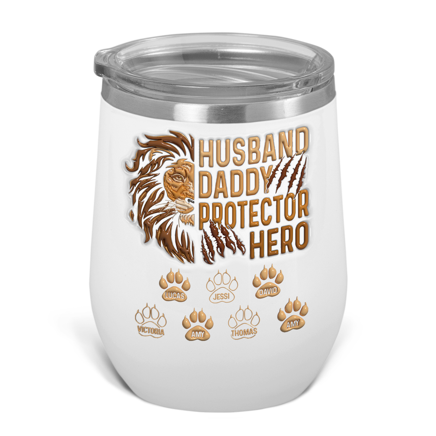 Husband Daddy Protector Hero Wine Tumbler