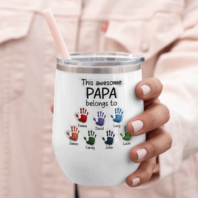 This Awesome Papa Belongs To Wine Tumbler