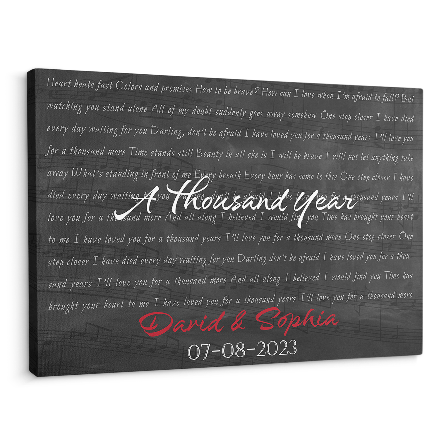 Custom Song Lyrics And Customizable Text Black Background Canvas