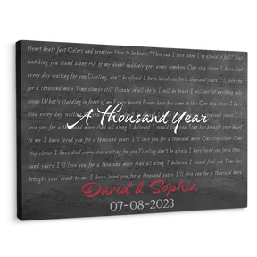 Custom Song Lyrics And Customizable Text Black Background Canvas