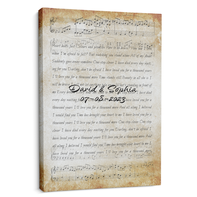 Custom Song Lyrics, Customizable Name And Date Canvas Wall Art