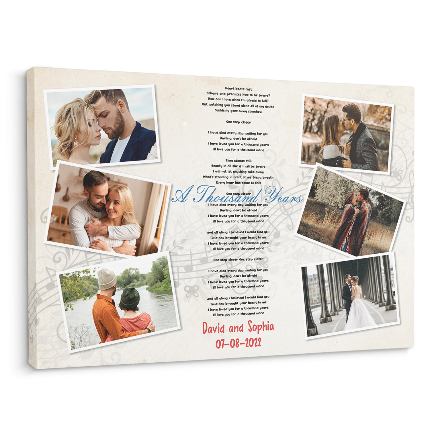 Custom Song Lyrics, Personalized Name And Text, Upload Photo, Canvas Wall Art