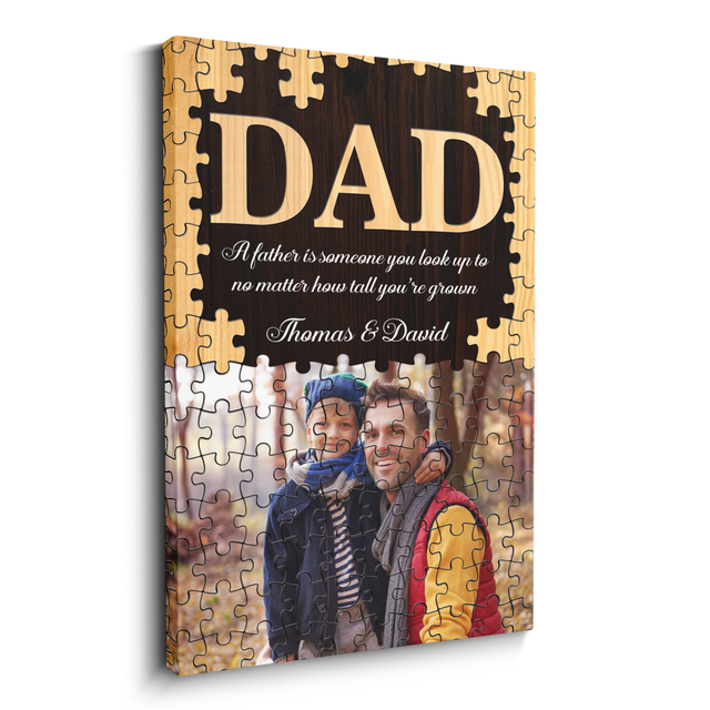 Dad Puzzle Canvas Print, Custom Name Photo Text