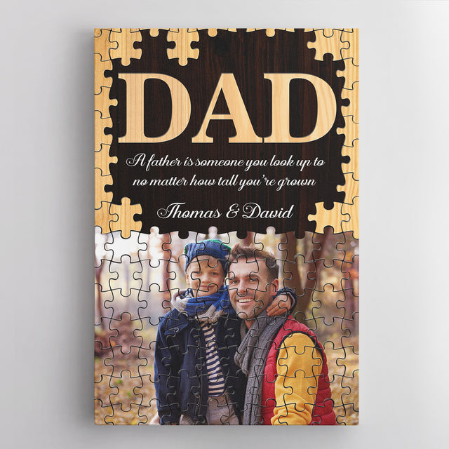 Dad Puzzle Canvas Print, Custom Name Photo Text