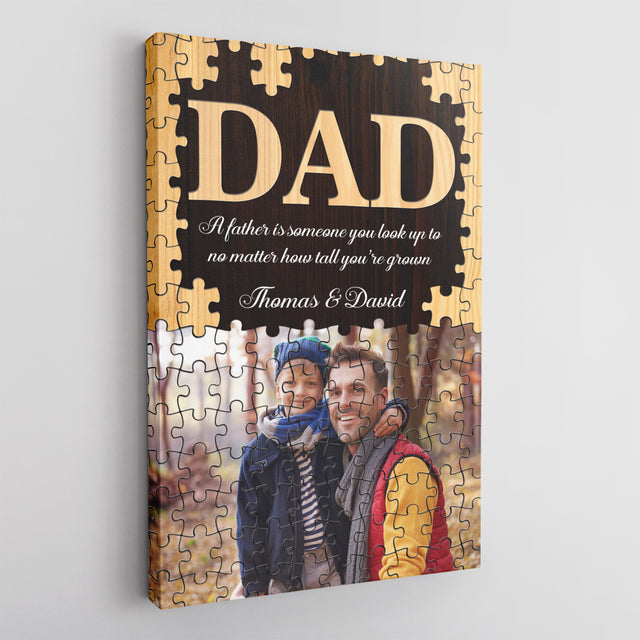 Dad Puzzle Canvas Print, Custom Name Photo Text