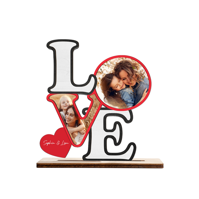 Love, Custom Photo, Customizable Name, Wooden Plaque 3 Layers