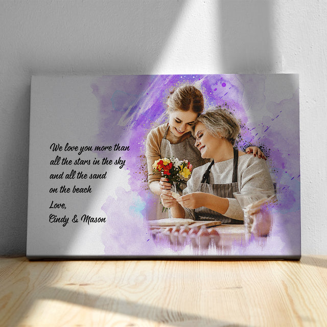 Custom Portrait From Photo, Watercolor, Canvas Wall Art