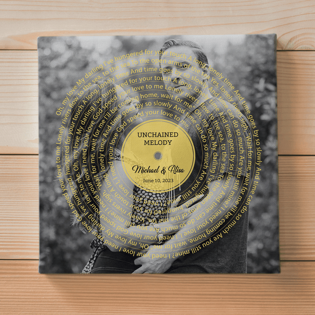 Custom Song Lyrics, Canvas Wall Art, Upload Photo, Vinyl Record