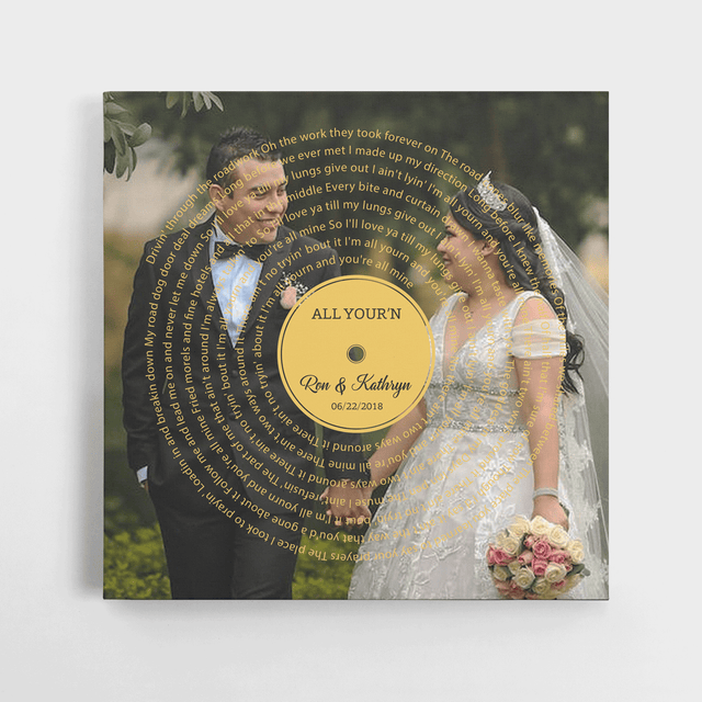 Custom Song Lyrics, Canvas Wall Art, Upload Photo, Vinyl Record