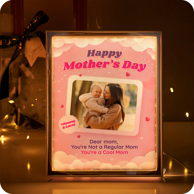 Custom LED Mirror Frame Lamp – Personalized Photo & Names