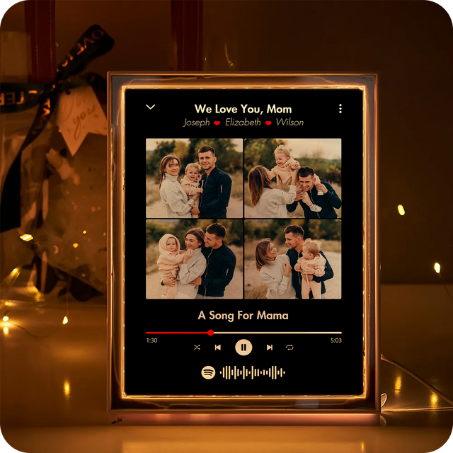 Custom LED Mirror Frame Lamp – Photo Collage & Song for Mom