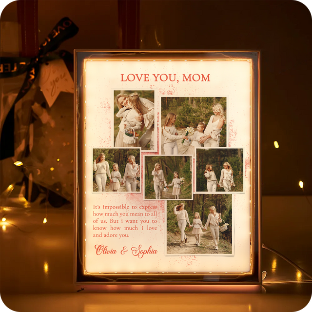 Custom LED Mirror Frame Lamp – Photo Collage Gift for Mom