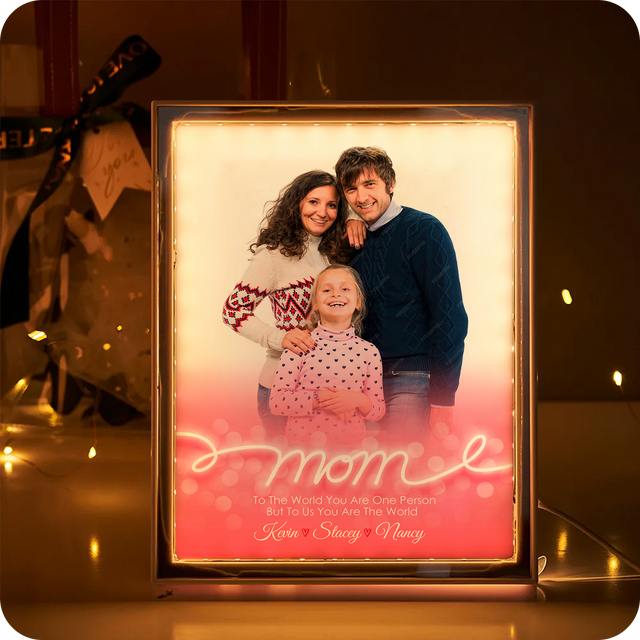 Custom Photo & Names LED Mirror Frame Lamp – To Us You Are the World