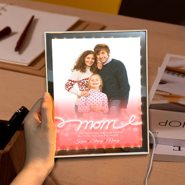 Custom Photo & Names LED Mirror Frame Lamp – To Us You Are the World