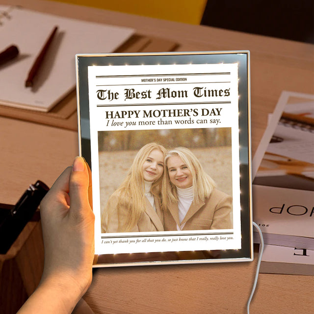 “The Best Mom Times” - Custom LED Mirror Frame Lamp