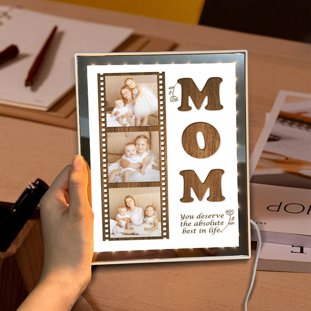 Custom LED Mirror Frame Lamp – Customize Photo Collage Gift For Mom