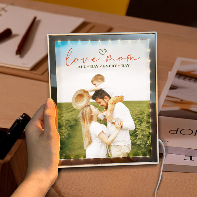 Custom LED Mirror Frame Lamp - Love All Day Every Day