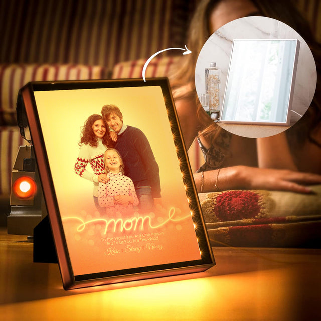 Custom Photo & Names LED Mirror Frame Lamp – To Us You Are the World