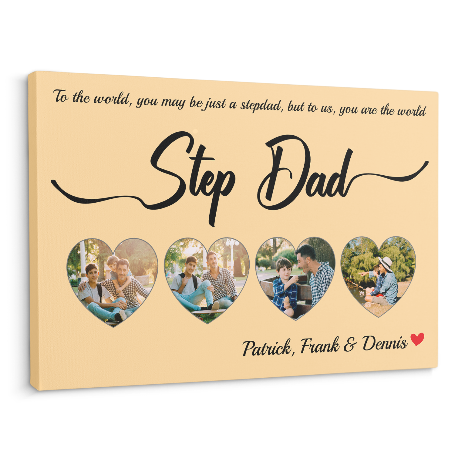 Step Dad Maize Background Canvas, Custom Name Photo Text