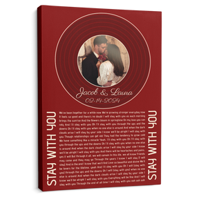 Custom Song Lyrics & Photo, Maroon Vinyl Record Canvas