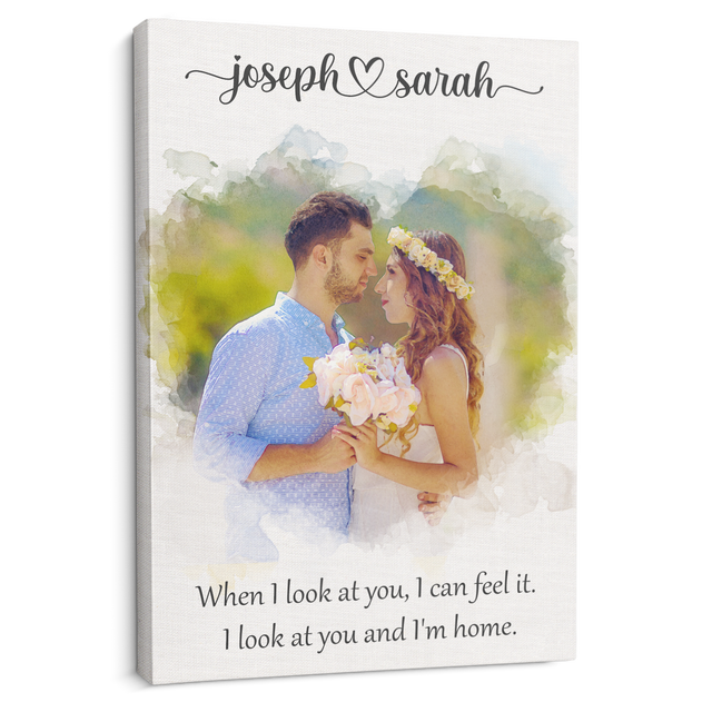 Custom Heart-Shaped Photo Canvas with Watercolor Effect