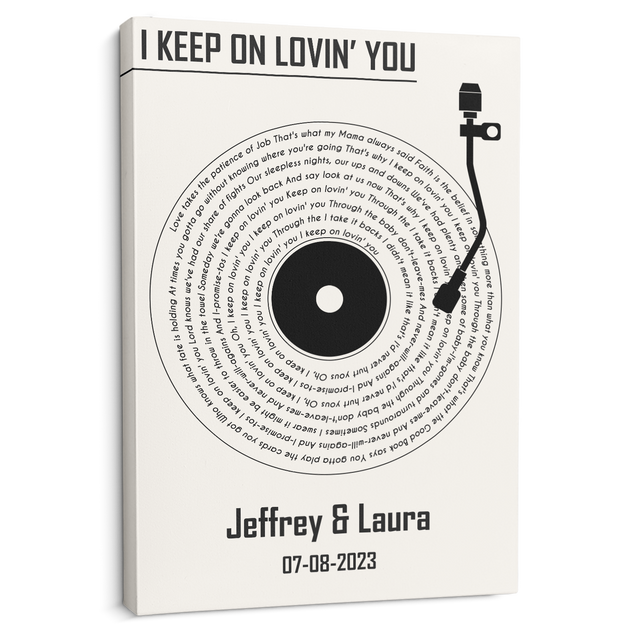 Custom Song Lyrics Vinyl Record White Canvas Print