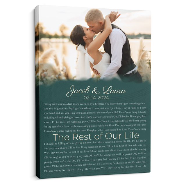 Custom Song Lyrics Name Date Vintage Green Canvas Print