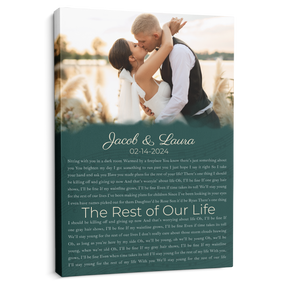 Custom Song Lyrics Name Date Vintage Green Canvas Print