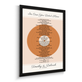 Personalized Song Lyrics & Date, Sandy Vinyl Record Framed Art Print