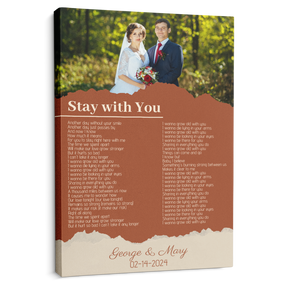 Custom Photo Song Lyrics Name Date Vintage Orange Canvas Print