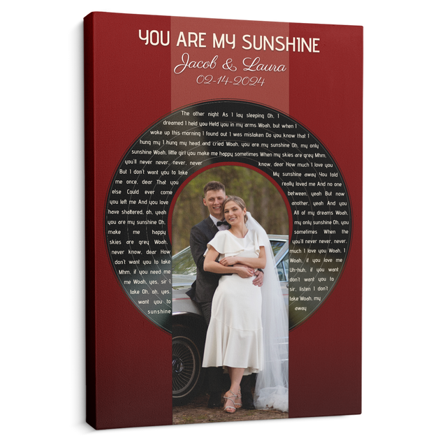 Custom Photo Song Lyrics Vintage Maroon Canvas Print