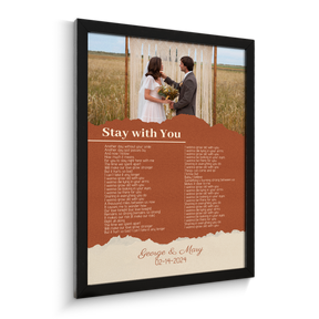 Photo Song Lyrics Orange Framed Art Print, Custom Song Lyrics Name Date