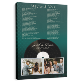 Personalized 2-Photo Song Lyrics Vintage Green Canvas Print